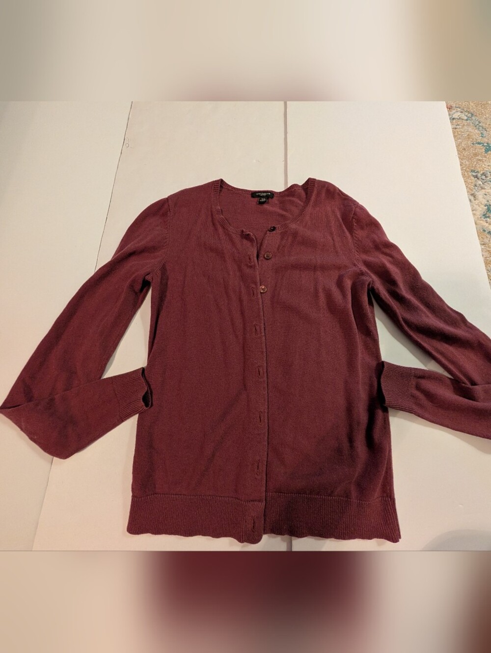 Women's Burgundy Button-Up Cardigan Sweater XS